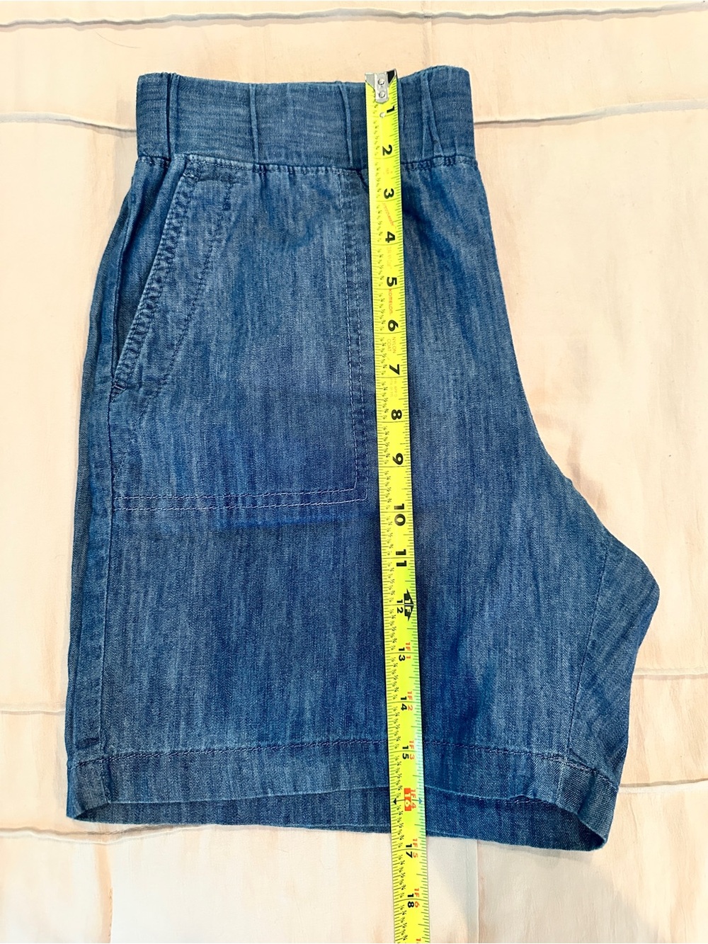 Talbots blue denim, medium wash, elastic waist shorts - Picture 6 of 7